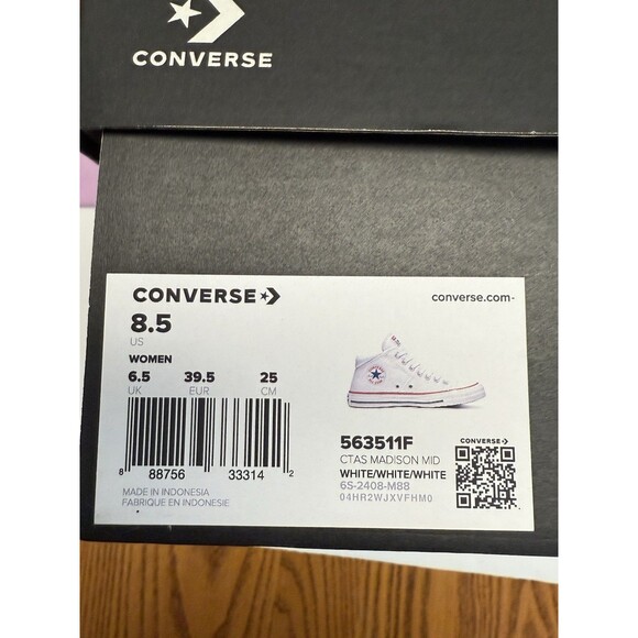 Converse Chuck Taylor Sz 8.5 All Star Madison Mid White Women's Lace up New - Picture 15 of 15